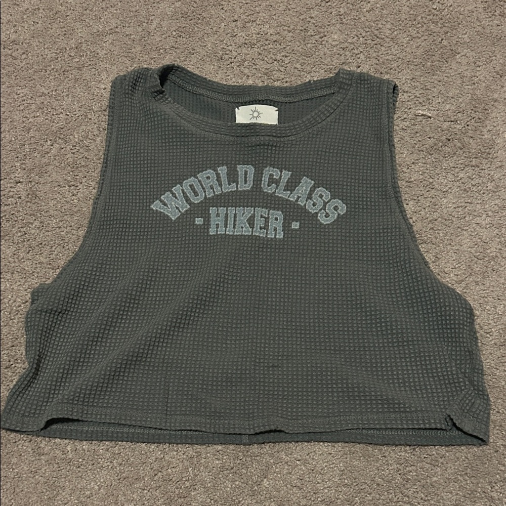 World Class Hiker Green Cropped Tank Top
